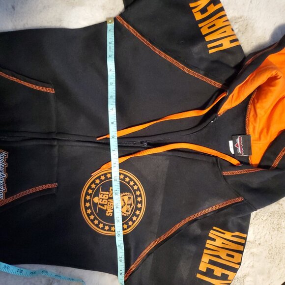 Vintage Y2k Harley Davidson Medium Full Zip Up Hoodie Las Vegas 1997  Bikecore - Picture 5 of 12